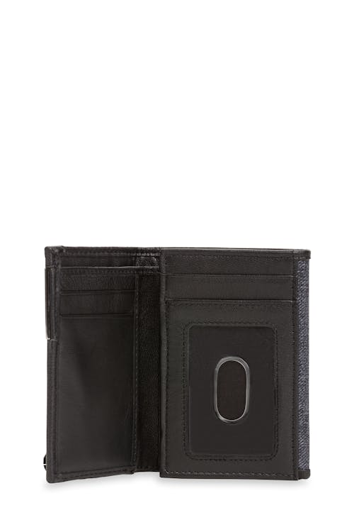 Swissgear RFID Trifold Wallet - Heather Gray/Black Leather