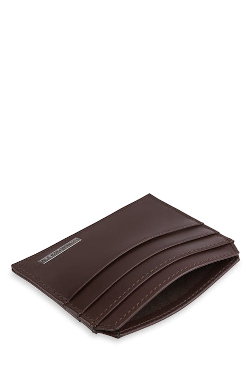 Swissgear Ultra Slim Napa Leather Card Case Wallet Two-sided card wallet features 6 card slots and 1 center slip pocket