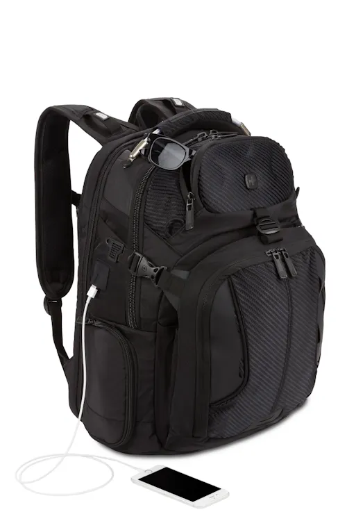 Swissgear 2750 USB Deluxe ScanSmart Laptop Backpack with LED Light Black