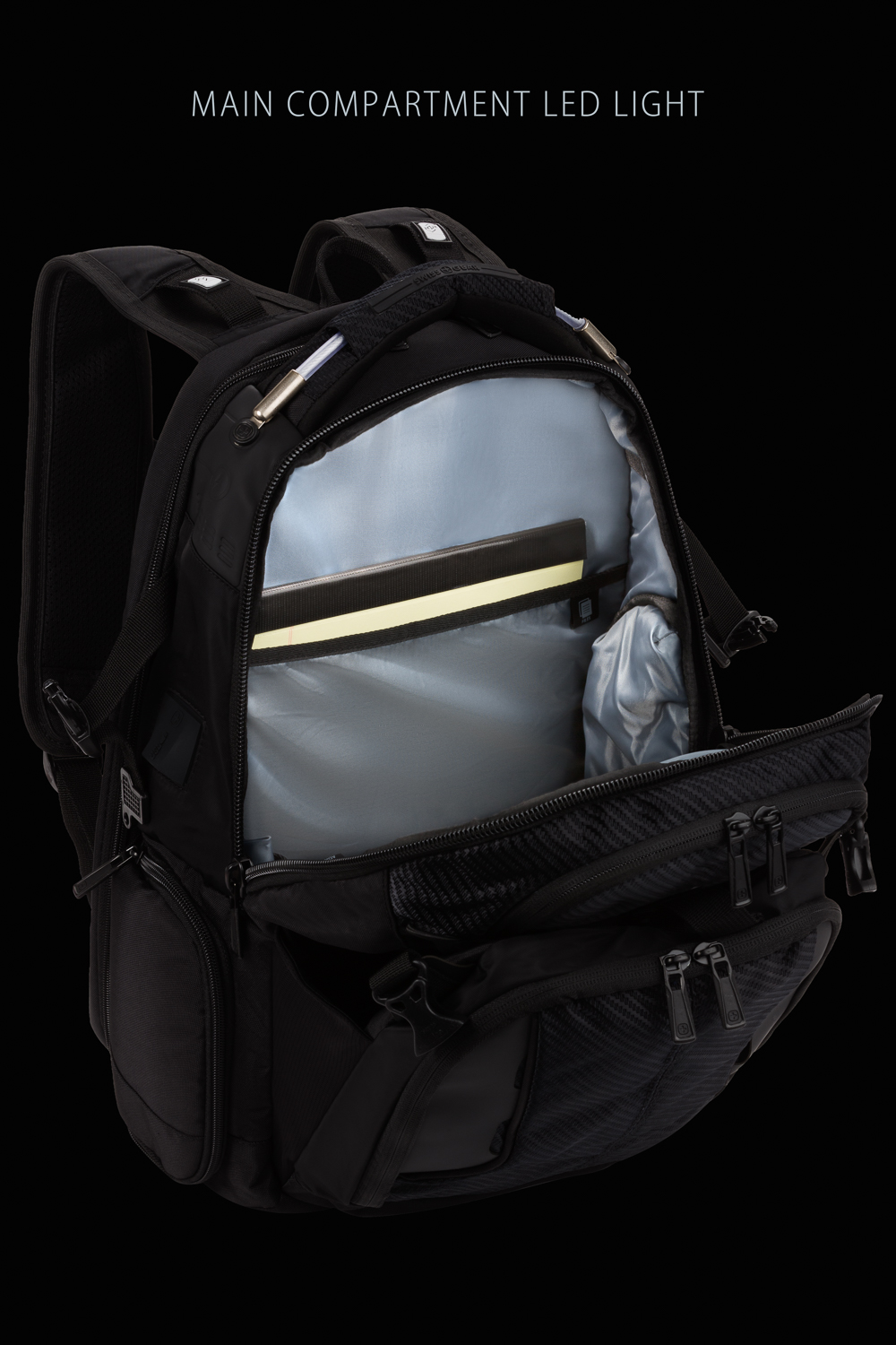 Swissgear 2750 USB Deluxe ScanSmart Laptop Backpack with LED Light Black