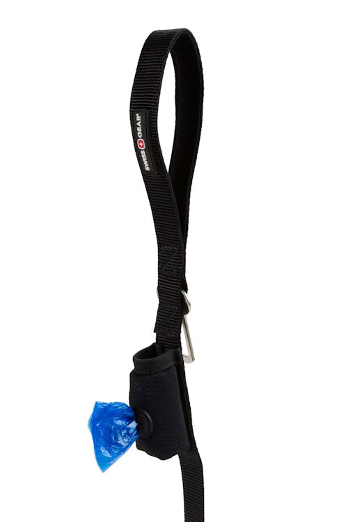 Swissgear 3317 Multifunction Dog Leash Pet waste bag dispenser is built into the leash for quick access without fumbling around