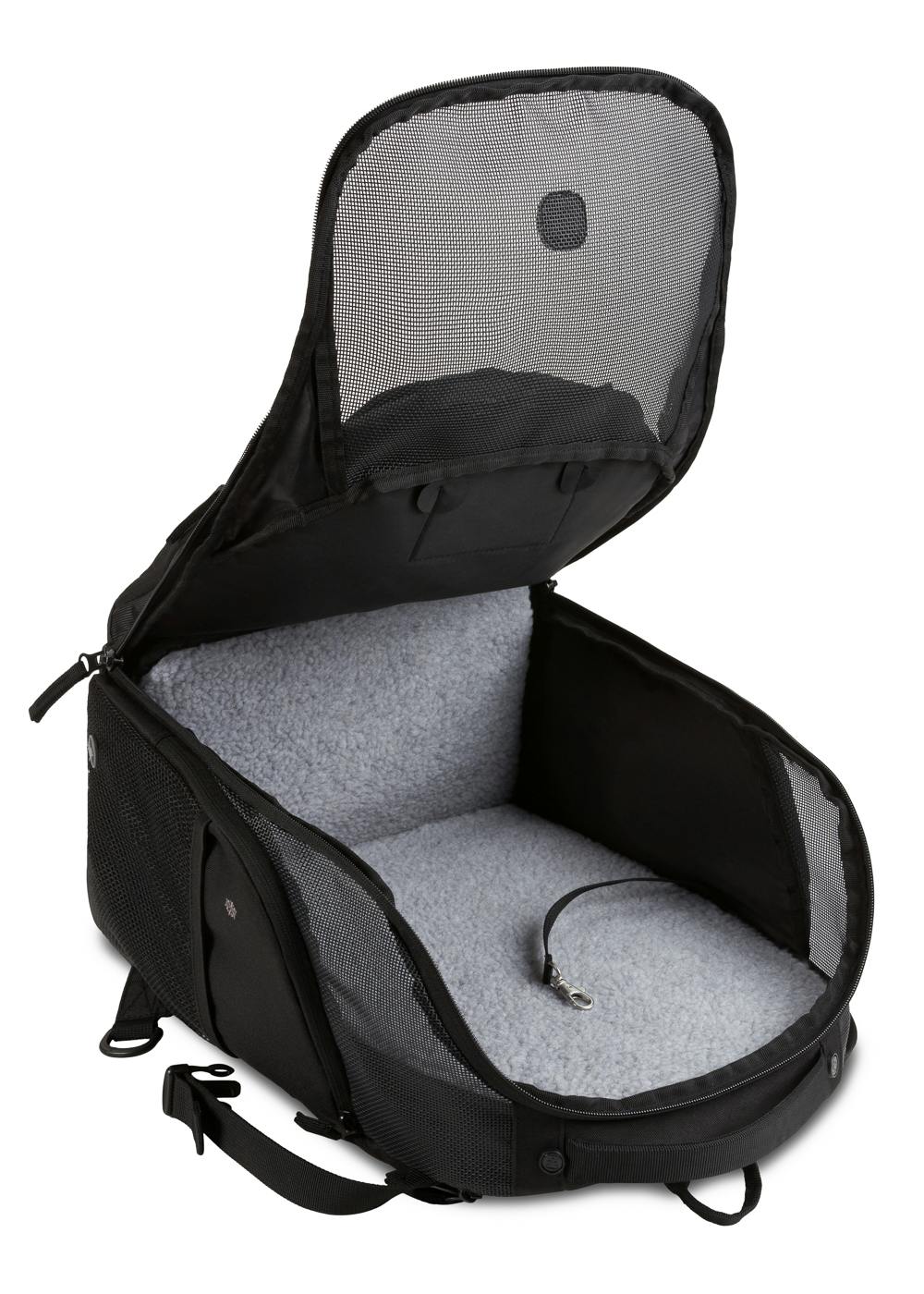 SWISSGEAR 3326 Getaway Pet Carrier - Open View with Feature Callouts