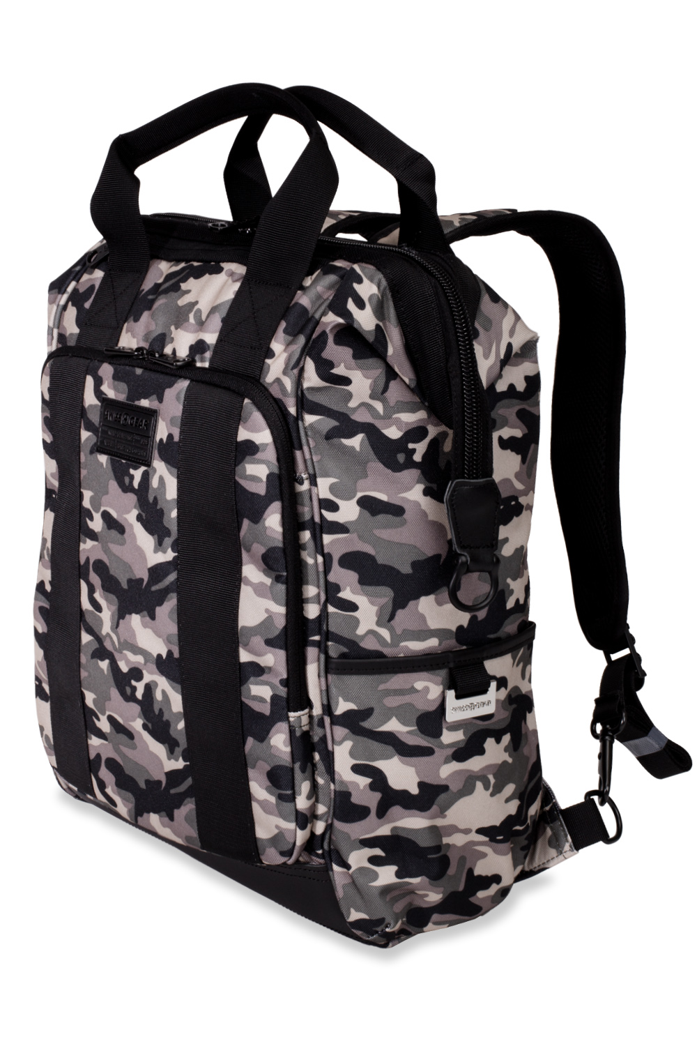 black and white camo backpack