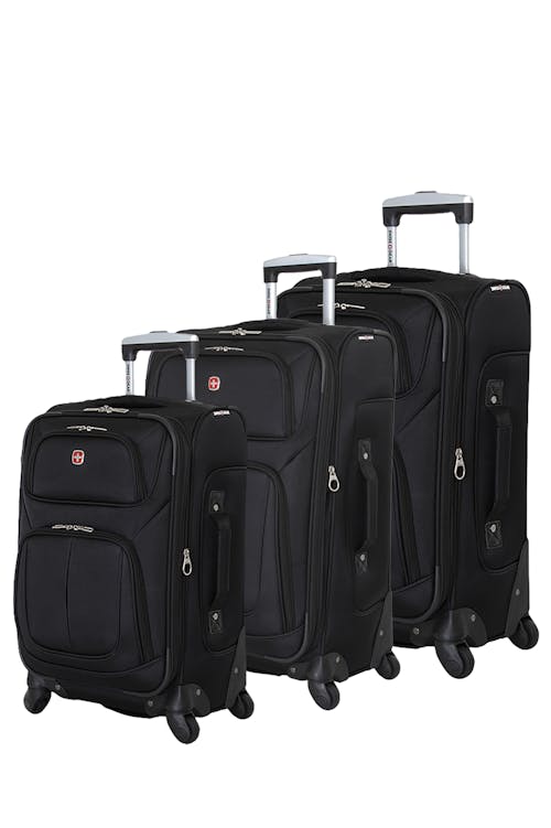 Swissgear Sion 6283 Expandable 3pc Spinner Luggage Set- Black