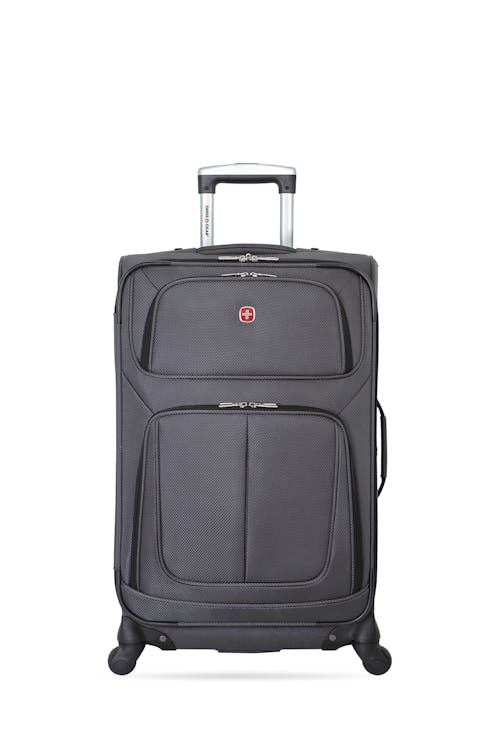 Swissgear 6283 24.5" Expandable Spinner Luggage Two front panel pockets with silver tone zippers