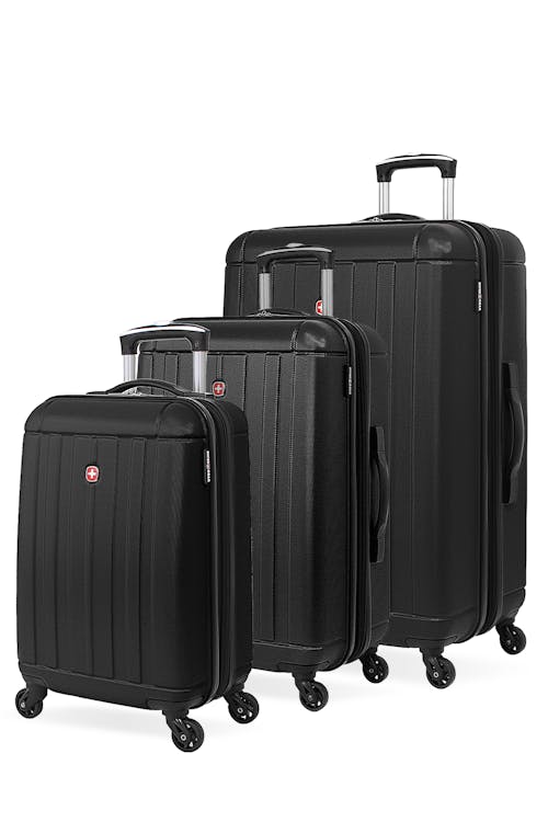 Swissgear 6297 Expandable 3pc Hardside Spinner Luggage Set - Black
