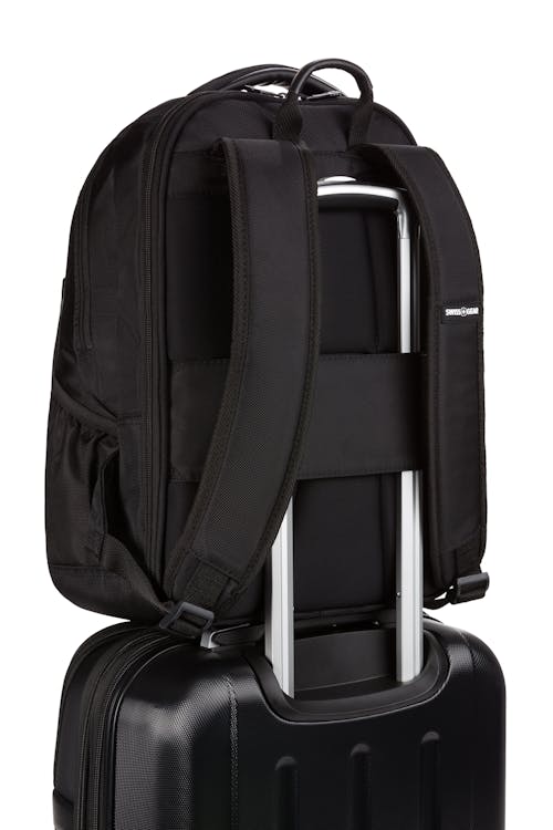 Swissgear 6392 Scansmart Laptop Backpack - Ballistic Black - Add-a-bag trolley strap