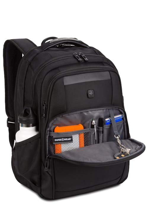 Swissgear 6392 Scansmart Laptop Backpack - Ballistic Black -Organizer compartment with key fob and multiple divider pockets