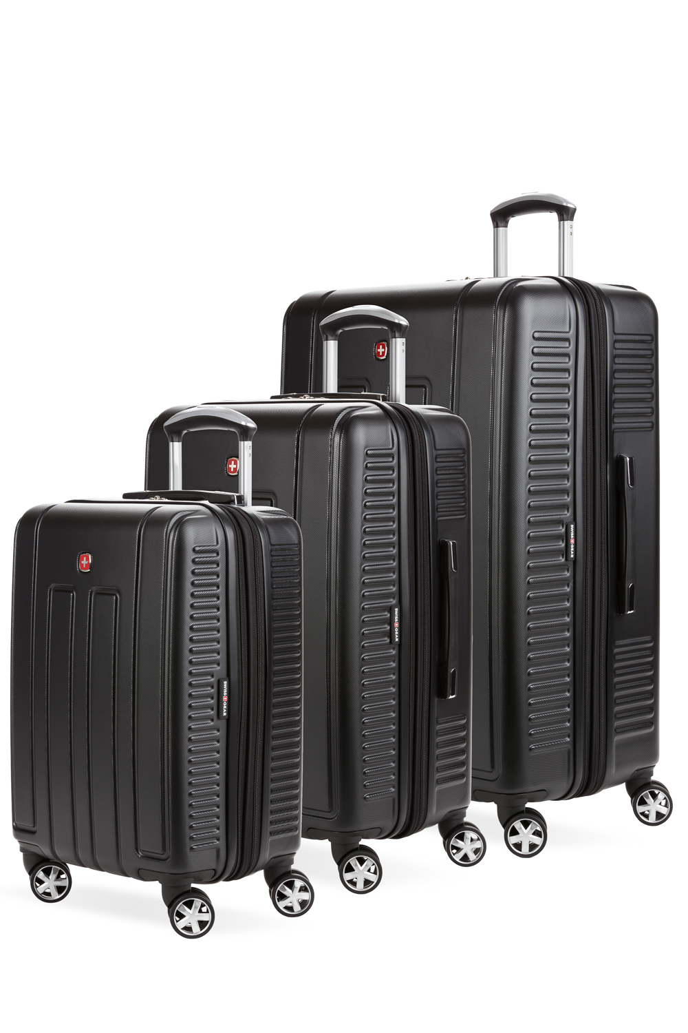Swissgear 6399 Expandable 3pc Hardside Spinner Luggage Set Black