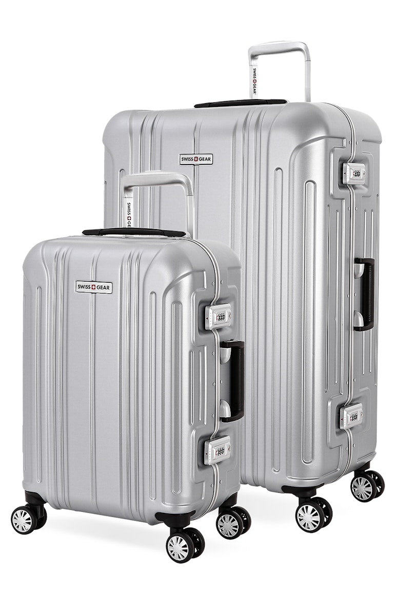 Swissgear 6595 Deluxe Framed Hardside Spinner 2pc Luggage Set Silver