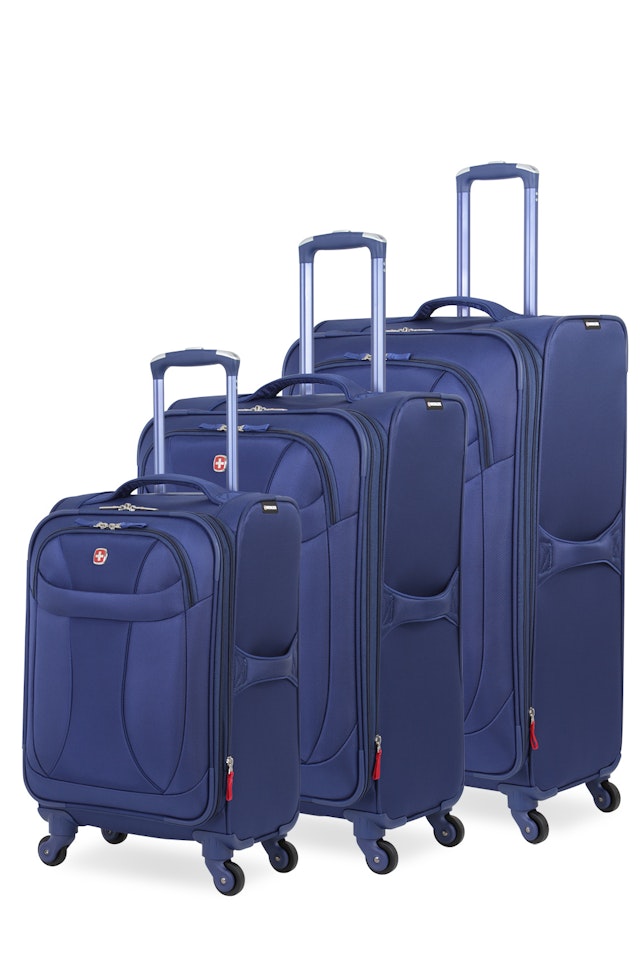 Swissgear 7208 Expandable Liteweight 3pc Spinner Luggage Set Blue