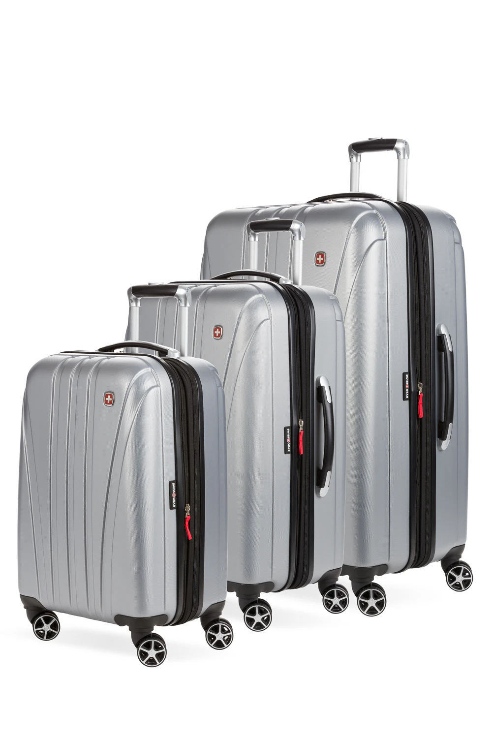 Swissgear 7585 Expandable 3pc Hardside Spinner Luggage Set Silver