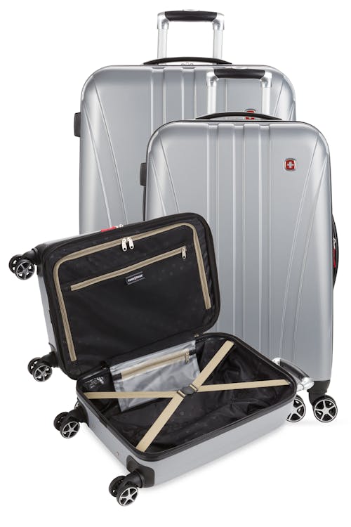 Swissgear 7585 Expandable 3pc Hardside Spinner Luggage Set Silver