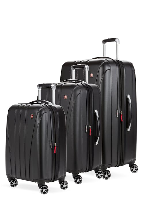 Swissgear 7585 Expandable 3pc Hardside Spinner Luggage Set - Black