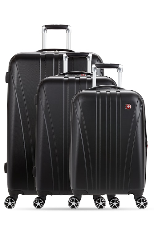 Swissgear 6297 Expandable 3pc Hardside Spinner Luggage Set - Black