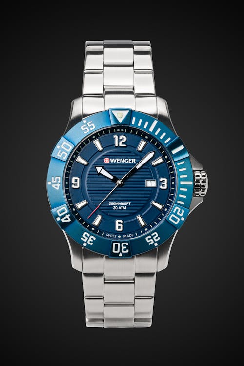 Wenger Seaforce Watch - Stainless Steel with Blue Dial and Stainless Steel Bracelet