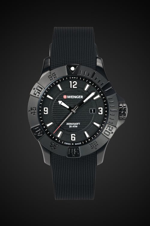 Wenger Seaforce Watch - Black with Black Dial and Black Silicone Strap