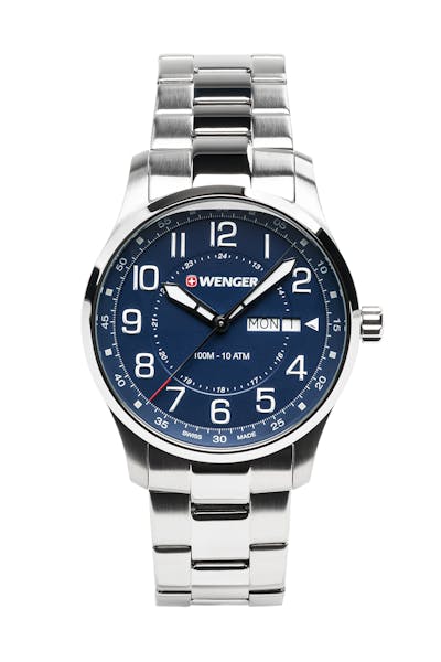 WENGER Attitude Watch - Stainless Steel with Blue Dial and Stainless Steel Bracelet