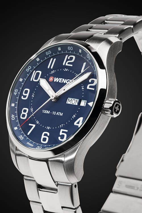 Wenger Attitude Watch - Stainless Steel with Blue Dial and Stainless Steel Bracelet