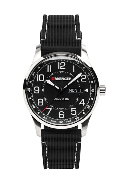 WENGER Attitude Watch - Stainless Steel with Black Dial and Black Silicone Strap