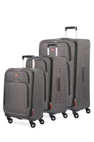 Swissgear 7738 Expandable 3pc Spinner Luggage Set - Gray Black