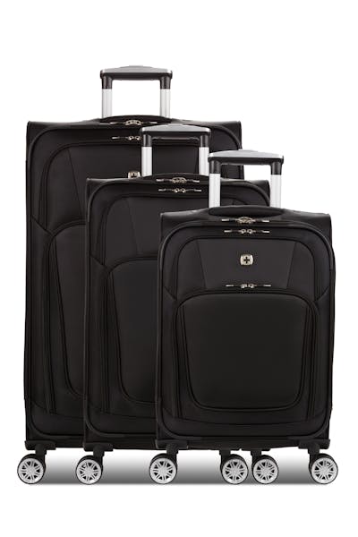 SWISSGEAR 7768 Expandable 3pc Spinner Luggage Set - Black