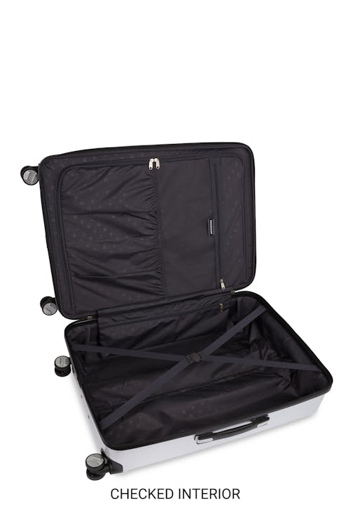 Swissgear 7786 Expandable 2pc Hardside Spinner Luggage Set Large split case interior with clothing tie-down straps
