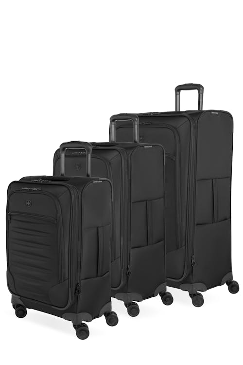 Swissgear 8099 Expandable 3pc Spinner Luggage Set - Black