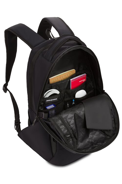 Swissgear 8157 InnoSlim Laptop Backpack - Black - Built-in organizer panel includes a key fob clip and multiple divider pockets for phone, and other necessities