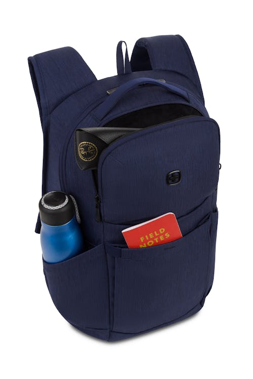 Swissgear 8183 16" Laptop Backpack-Navy Heather-felt lined hard shell pocket perfect for eyewear or delicate items
