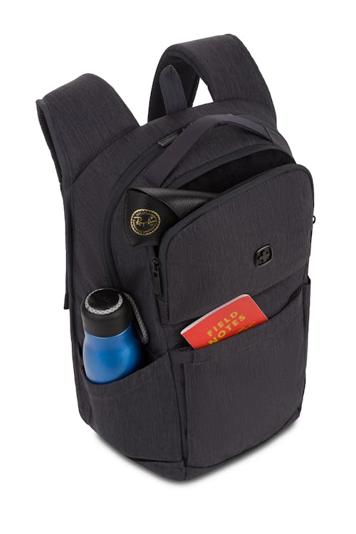 Swissgear 8183 16" Laptop Backpack-Charcoal Heather-felt lined hard shell pocket perfect for eyewear or delicate items