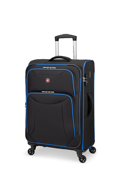 Swissgear Collection de bagages Basel - Valise Souple Extensible de 24 po - Noir/Bleu
