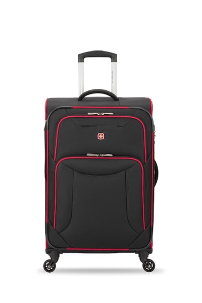 Swissgear Collection de bagages Basel - Valise Souple Extensible de 24 po - Noir/Rouge