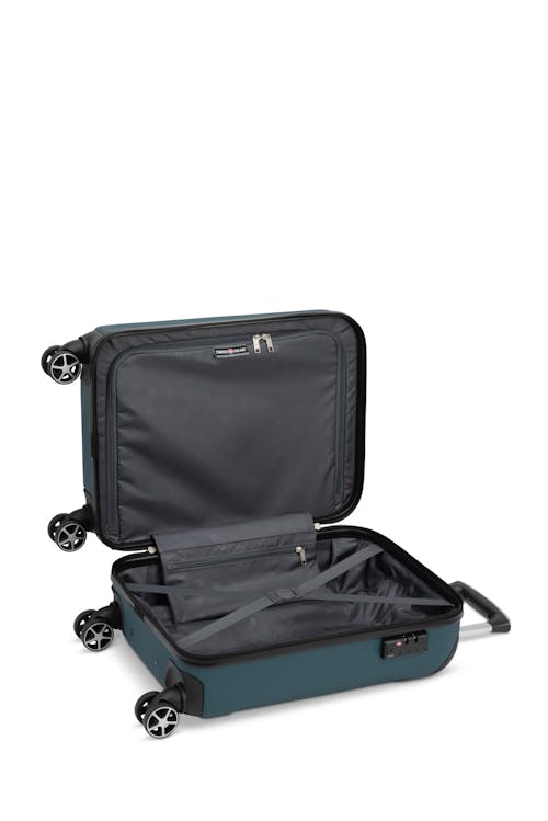 Swissgear Central Lite Collection Expandable Hardside Luggage 2 Piece Set - Teal - split case design with zippered divider and elasticized tie-down straps