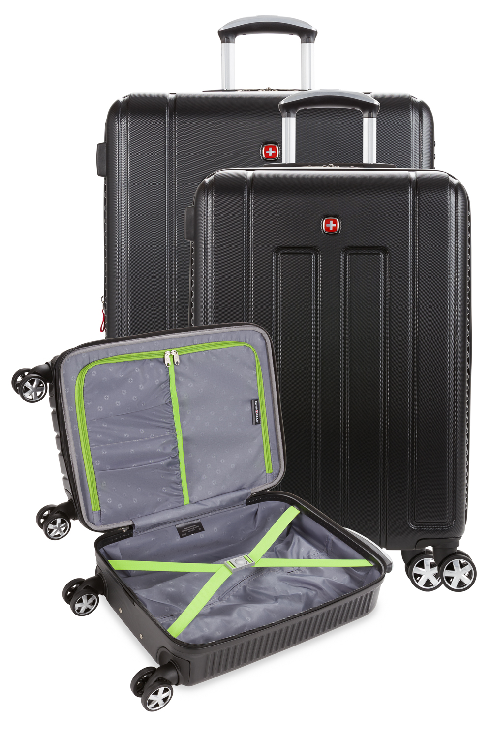 Swissgear 6399 Expandable 3pc Hardside Spinner Luggage Set Black