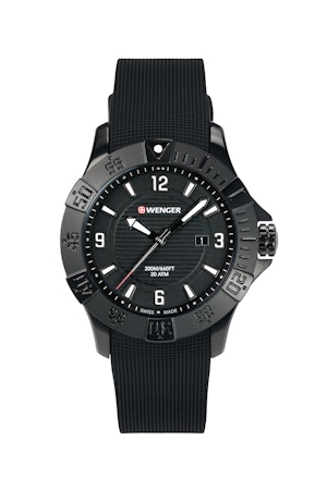 Wenger Seaforce Watch - Black with Black Dial and Black Silicone Strap