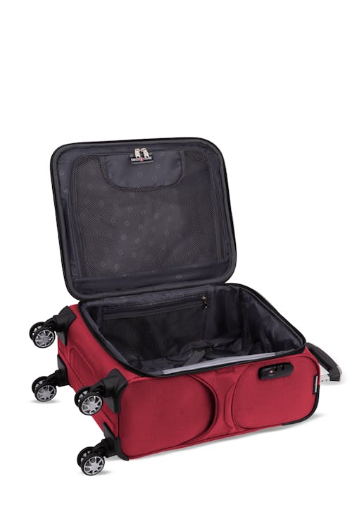 Swissgear Neolite III Collection Carry-On Upright Luggage - Red - packing space with interlocking, elasticized tie-down straps