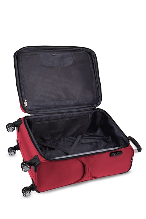 wissgear Neolite III Collection 25" Expandable Upright Luggage - Red - interlocking elasticized tie-down straps 