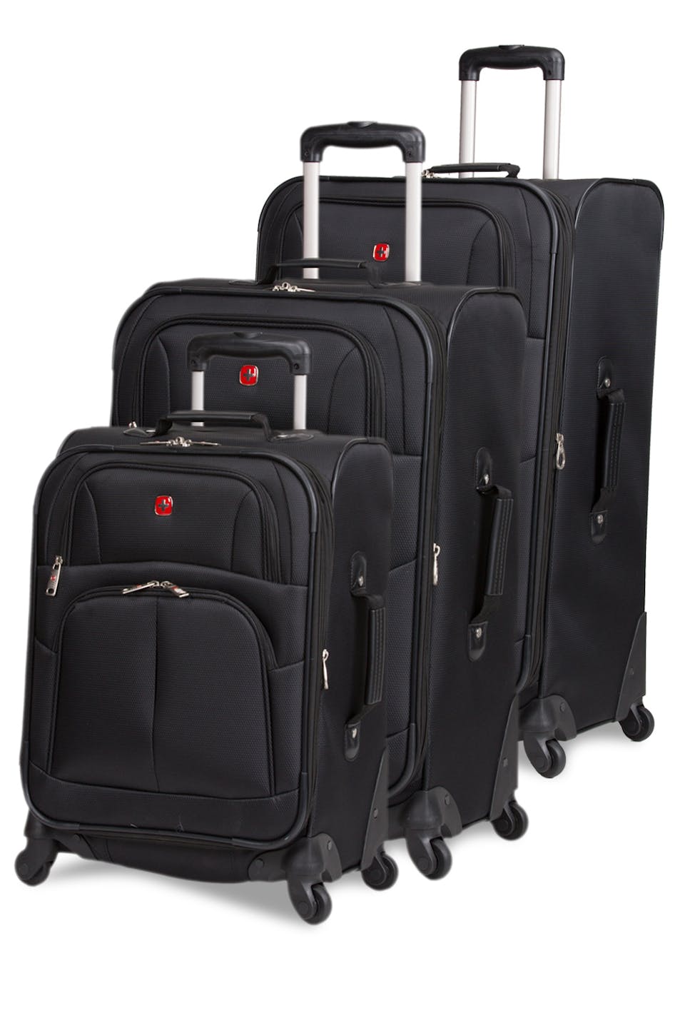 Swissgear 6053 Expandable 3pc Spinner Luggage Set - Black