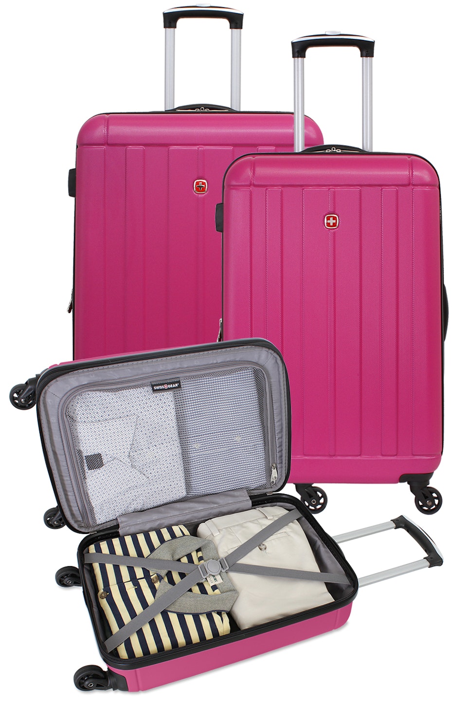 Swissgear 6297 Expandable 3pc Hardside Spinner Luggage Set Pink