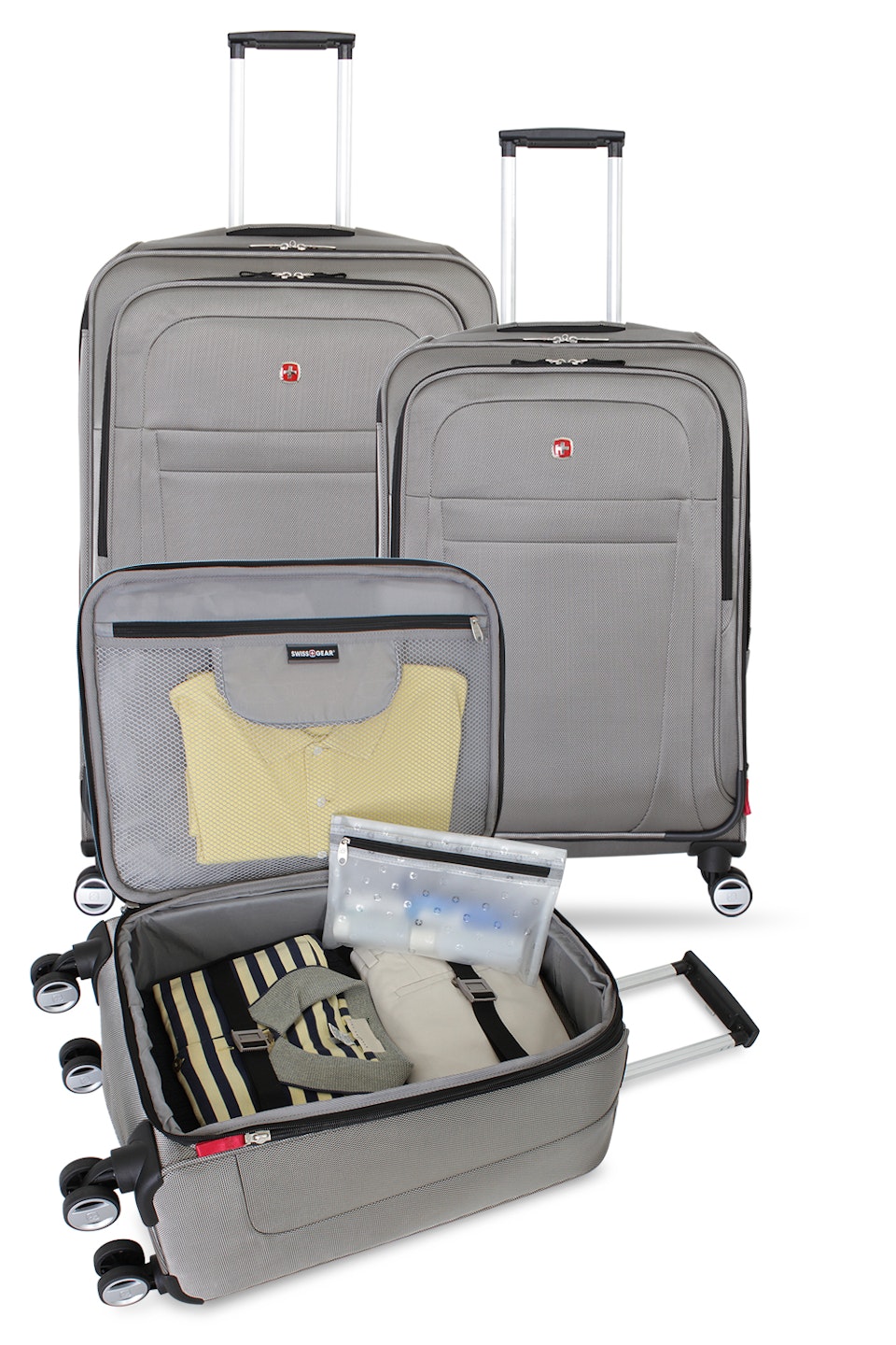 Swissgear 6305 Zurich Expandable 3pc Spinner Luggage Set Pewter