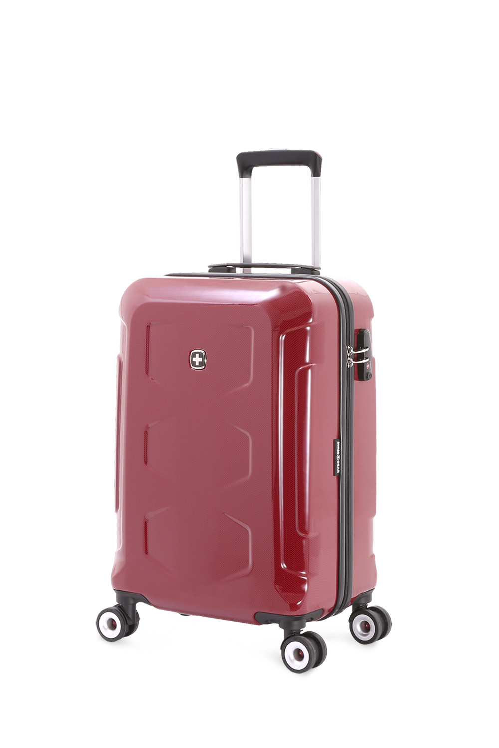 red hardside spinner luggage