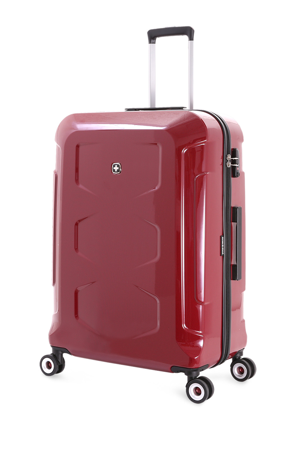 red hardside spinner luggage