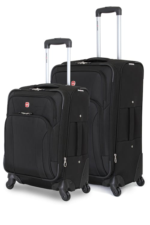 Swissgear 7387 Expandable 2pc Spinner Luggage Set - Black