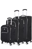 Swissgear 7850 Checklite Expandable Liteweight 3pc Spinner Luggage Set - Black