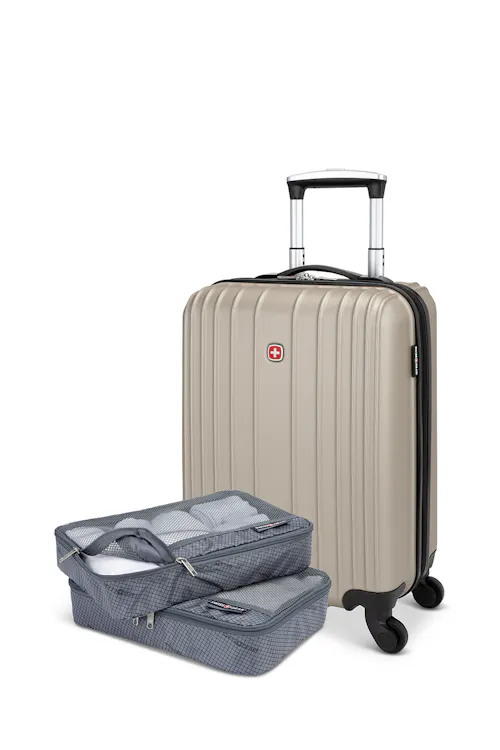 Swissgear Sion Collection CarryOn Hardside Luggage with 2 Packing Cubes Champagne