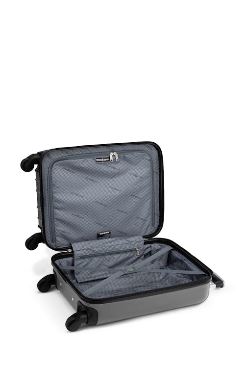 Swissgear Sion Collection Carry-On Hardside Luggage with 2 Packing Cubes - interior packing space, Split-case design with zippered divider flap and With elastic tie-down straps  