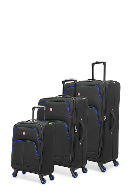 Swissgear Empire Collection Upright Luggage 3 Piece Set - Black / Blue