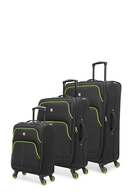 Swissgear Empire Collection Upright Luggage 3 Piece Set - Black / Lime