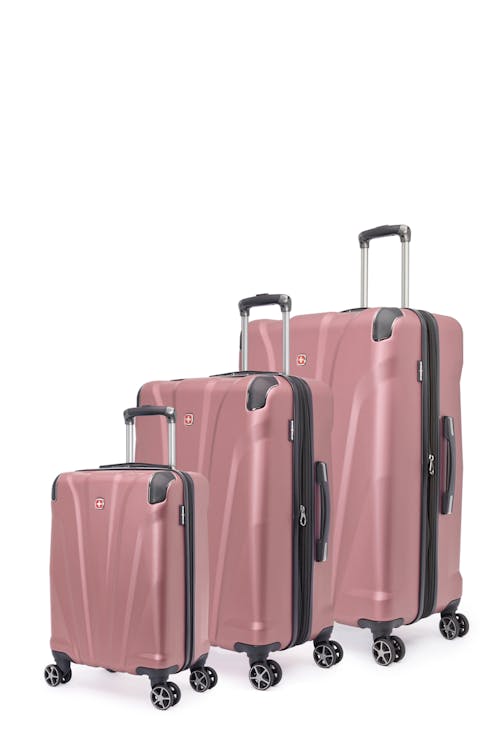 Swissgear Collection de bagages Global Traveller - Ensemble de 3 valises rigides - Vieux Rose